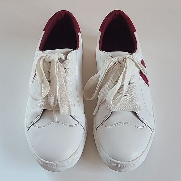 Kate Spade Optic White/Burgundy Fez Sneaker Size 7 EU 37.5 - Picture 2 of 15